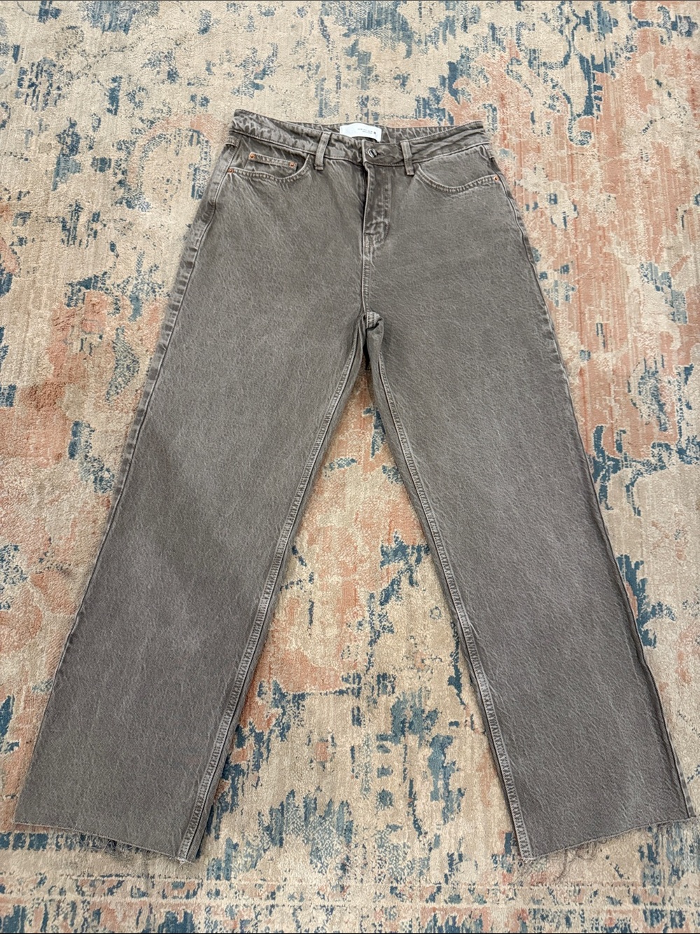 Zara Taupe Straight Leg Jeans